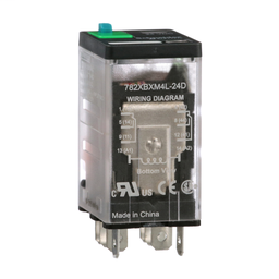 782XBXM4L-24D - Power relay, Legacy, 15A, DPDT, 24 VDC, cover with locking push button and LED