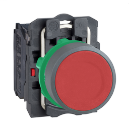 XB5AA42C0 - Red flush pushbutton 1NC screw clamp cp grey