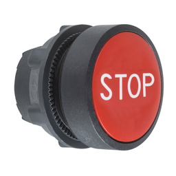 ZB5AA434 - Red flush pushbutton head Ø22 spring return “STOP”
