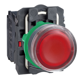 XB5AW3445 - Red flush complete illum pushbutton Ø22 spring return 1NO+1NC 220…240V