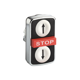 ZB4BA72124 - Black flush/red projecting/black flush triple-headed pushbutton Ø22 with marking