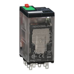 792XDX3M4L-24A - Power relay, Legacy, 4PDT, 3A, 24 VAC, cover with locking push button and LED