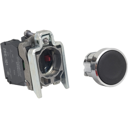 XB4BA25 - Non-illuminated black flush momentary push-button – 1 NO+1NC