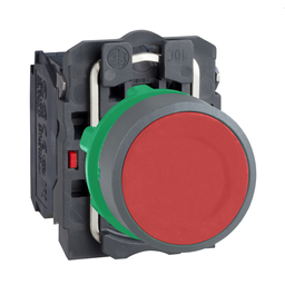 XB5AA45C0 - Red flush pushbutton 1NO 1NC screw clamp cp grey