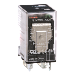 782XBXCL-120A - Power relay, Legacy, 15A, DPDT, 120 VAC, clear cover with LED indicator