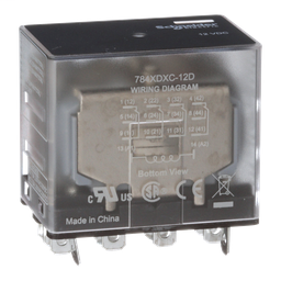 784XDXC-12D - Power relay, Legacy, 15A, 4PDT, 12 VDC, clear cover