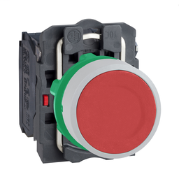 XB5AA45C1 - Red flush pushbutton 1NO 1NC screw clamp cp white