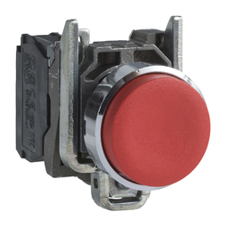 XB4BL42 - Red projecting complete pushbutton Ø22 spring return 1NC “unmarked”