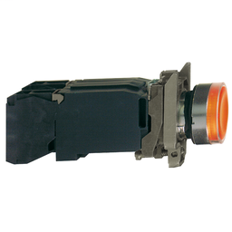 XB4BW3535 - Orange flush complete illum pushbutton Ø22 spring return 1NO+1NC 110…120V