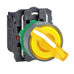 XB5AK125M5C0 - Orange complete illum selector switch 2 pos stay put 230VAC 1NO+1NC cp grey