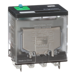 784XDXM4L-110D - Power relay, Legacy, 15A, 4PDT, 110 VDC, cover with locking push button and LED