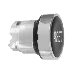 ZB4BA233 - Black flush pushbutton head Ø22 spring return “ARRET”