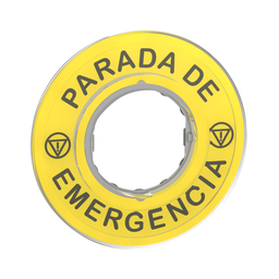 ZBY9420 - Marked legend Ø60 for emergency stop -PARADA DE EMERGENCIA/logo ISO13850