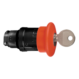 ZB4BS944127 - Red Ø40 Emergency stop, switching off head Ø22 trigger and latching key release
