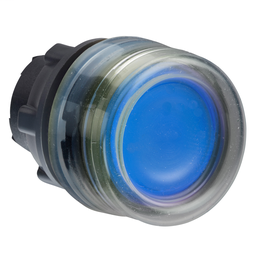 ZB5AW563 - Blue flush illuminated pushbutton head Ø22 spring return for integral LED