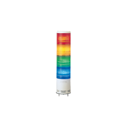 XVC1M4SK - Monolithic tower light, red-orange-green-blue, 100mm, base mounting, steady or flashing, with buzzer 60…85 dB, IP54, 100…240 V AC