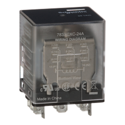 783XCXC-24A - Power relay, Legacy, 15A, 3PDT, 24 VAC, clear cover