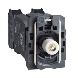 ZB5AW05D65 - Blue light block with body/fixing collar with BA9s LED bulb 400V 1NO+1NC