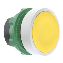 ZB5AH05C1 - Yellow flush pushbutton head push push colour plated white