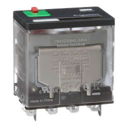 784XDXM4L-240A - Power relay, Legacy, 15A, 4PDT, 240 VAC, cover with locking push button and LED