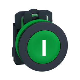 XB5FA3311 - Push button flush mounted, plastic, green, Ø30, spring return, marked I, 1NO