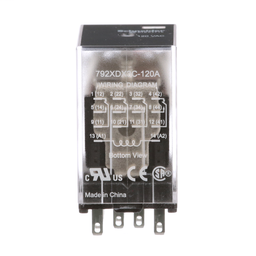 792XDX3C-120A - Power relay, Legacy, 4PDT, 3A, 120 VAC, low level bifurcated contacts, clear cover