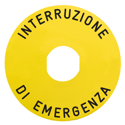 ZBY8460 - Marked legend Ø90 for emerg.switch. off -DESCONEXION DI EMERGENCIA/logo ISO13850