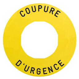 ZBY9160T - Marked legend Ø60 for emergency switching off-COUPURE D’URGENCE/logo ISO13850