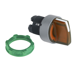ZB5AK1853C0 - Orange illum selector switch head 3-position return rig cp grey