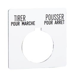 9001KN179WPF - Plastic legend plate 57×57- Ø30- white- TIRER POUR MARCHE / POUSSER POUR ARRET