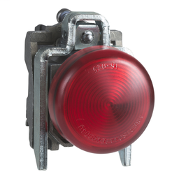 XB4BV64 - Red complete pilot light Ø22 plain lens with BA9s bulb 250V