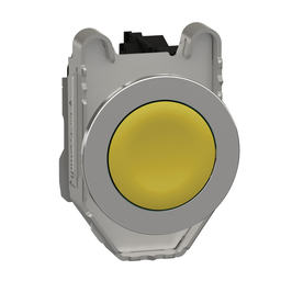 XB4FA51 - Push button flush mounted, metal, yellow, Ø30, spring return, unmarked, 1 NC