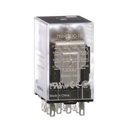 792XDX3C-12D - Power relay, Legacy, 4PDT, 3A, 12 VDC, low level bifurcated contacts, clear cover