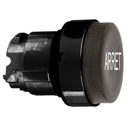 ZB4BL2337 - Black projecting pushbutton head Ø22 spring return “ARRET”