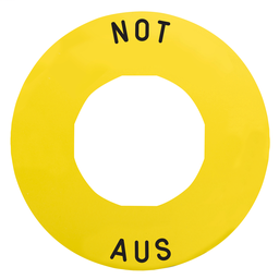 ZBY9260T - Marked legend Ø60 for emergency switching off – NOT-AUS /logo ISO13850