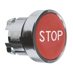 ZB4BA434 - Red flush pushbutton head Ø22 spring return “STOP”