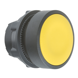 ZB5AA5 - Push button head, plastic, flush, yellow, Ø22, spring return, unmarked
