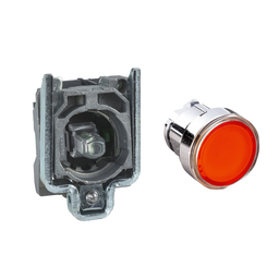 XB4BH04B2 - Red illum pushbutton Ø22 stay put 1NO 24V