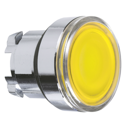 ZB4BH083 - Yellow flush illuminated pushbutton head Ø22 push-push for integral LED