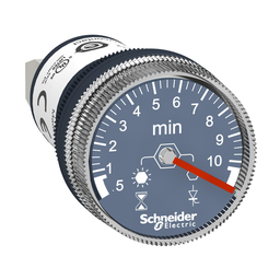 XB5DTGM4 - Panel mounted timer monofunction, plastic, Ø22, time delay 0.5…10 min, 100…240 V AC/DC