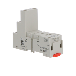 70-782EL8-1 - Socket, Legacy general purpose relay accessory, DPDT, 12A, 300 V, 8 pins, lift terminals, locking plastic clip, 782 s