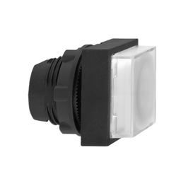 ZB5CW113 - White square projecting illum pushbutton head Ø22 spring return for integral LED