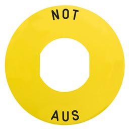 ZBY9260 - Marked legend Ø60 for emergency switching off – NOT-AUS /logo ISO13850