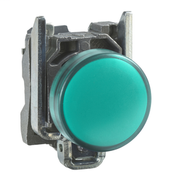 XB4BVM3 - Pilot light, metal, green, Ø22, plain lens with integral LED, 230…240 VAC