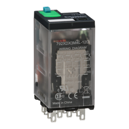 792XDX3M4L-12D - Power relay, Legacy, 4PDT, 3A, 12 VDC, cover with locking push button and LED