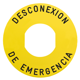 ZBY9660 - Marked legend Ø60 for emerg.switch. off -INTERRUZIONE DI EMERGENZA/logo ISO13850