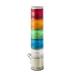 XVC1B5K - Monolithic tower light, red-orange-green-blue-clear, 100mm, base mounting, steady or flashing, without buzzer, IP54, 24 V DC