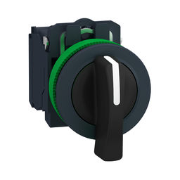 XB5FJ21 - Selector switch flush mounted, plastic, black, Ø30, long handle, 2 positions, stay put, 1 NO