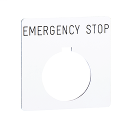 9001KN105WP - Plastic legend legend plate 57 x 57 mm – Ø 30 – white – EMERGENCY STOP