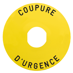ZBY8160 - Marked legend Ø90 for emergency switching off -COUPURE D’URGENCE/logo ISO13850